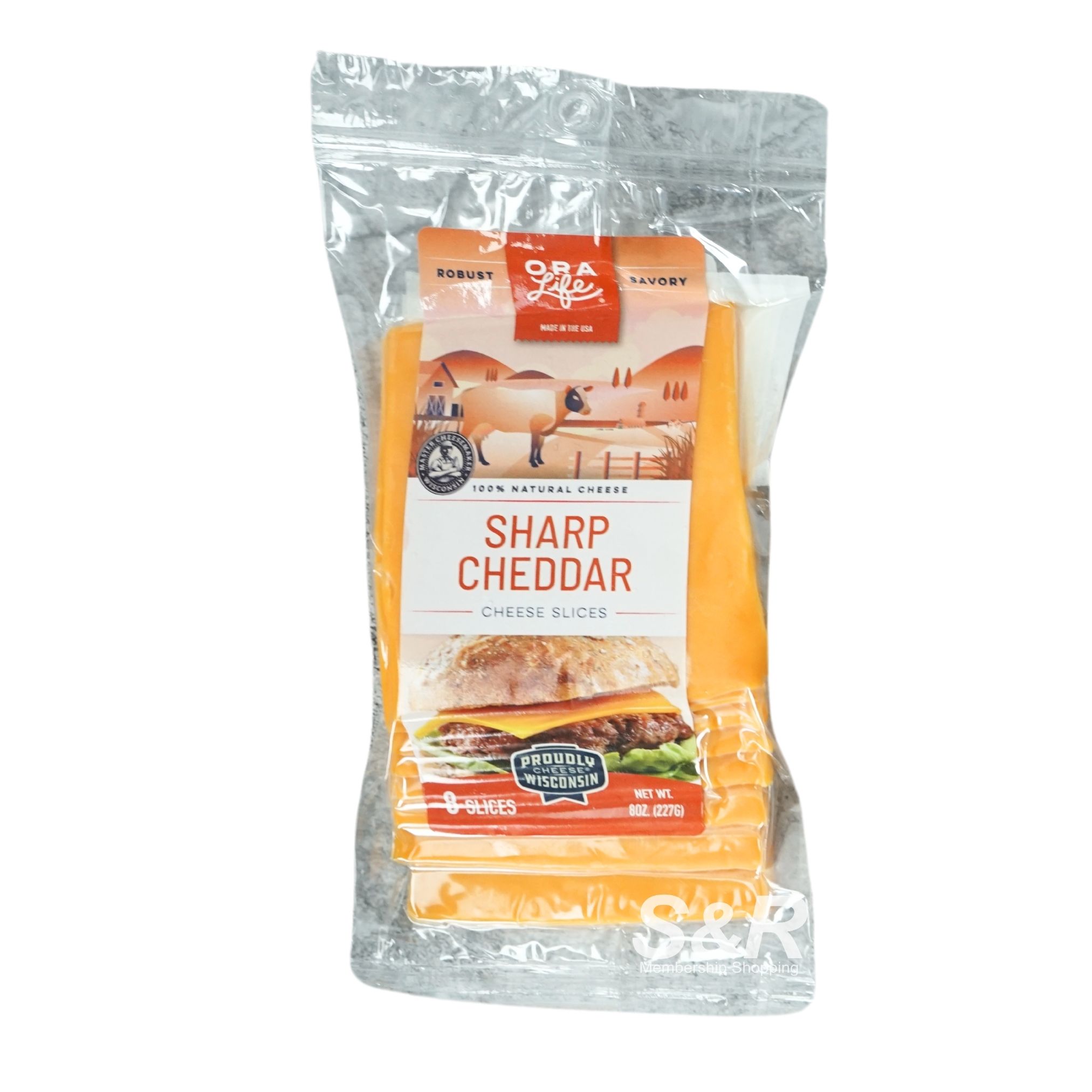 Ora Life sharp Cheddar Cheese Slices 8s 227g Ora Life sharp Cheddar Cheese Slices 8s 227g